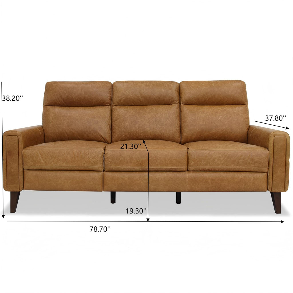 Light Brown Reclining Sofa with Push-Back Mechanism – Elliot Incliner
