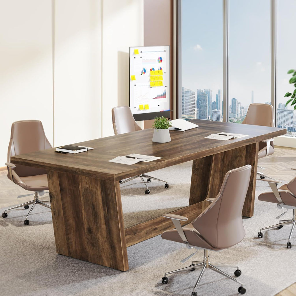 Executive Desk with Pedestal - Large Writing Workstation - Brown