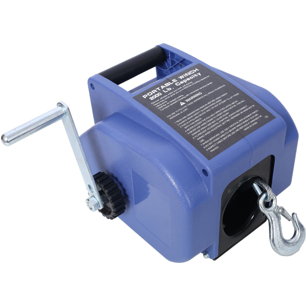 Reversible Electric 12V Trailer Winch with Galvanized Wire Rope - Blue