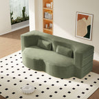 Modern Floor Sofa With 2 Pillows, Convertible Twin Size Folding Mattress - Multi-Color