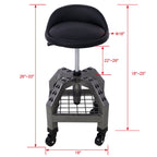 Pneumatic 360 Degree Swivel Creeper Stool with Adjustable Height - Red, Yellow, Green, Dark Gray