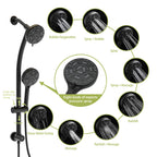 Dual Shower Head System with Rain Shower and Adjustable Slide Bar - Multiple Colors