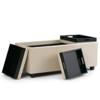 Avalon Upholstered Storage Ottoman with Flip-Over Serving Trays - Multiple Colors