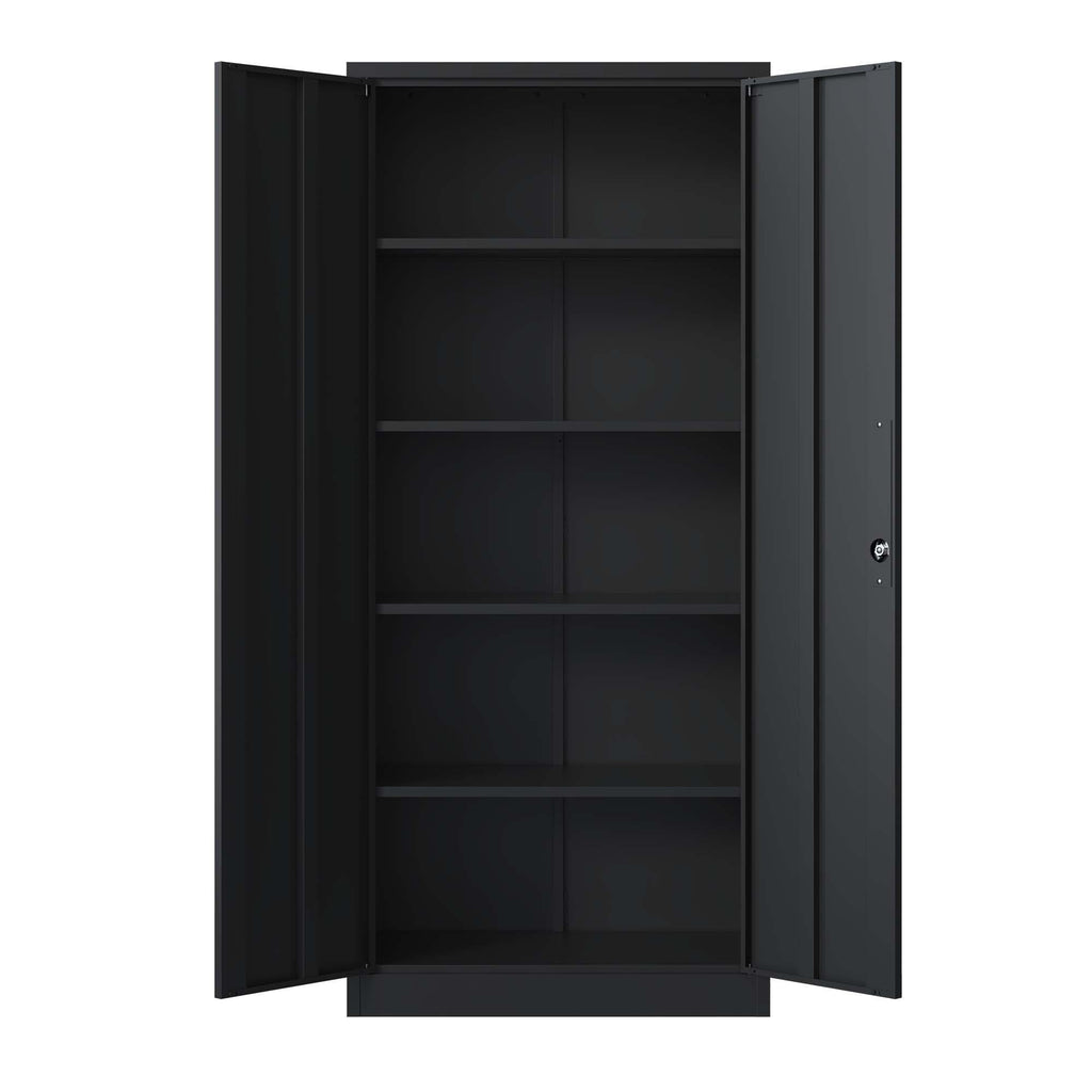 Heavy Metal Garage Storage Cabinet with Locking Doors - Black or White