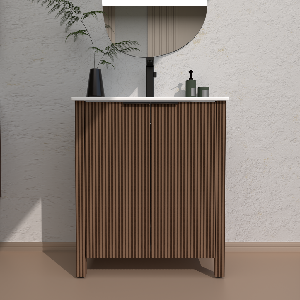 30-Inch Bathroom Vanity with Resin Basin - Brown