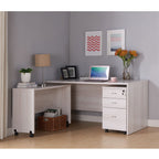 Wood Printer Mobile Stand Computer Desk with Locking Wheels - Dark Brown, Dark Gray, White