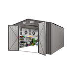 Outdoor Storage Shed with Lockable Doors - Dark Gray