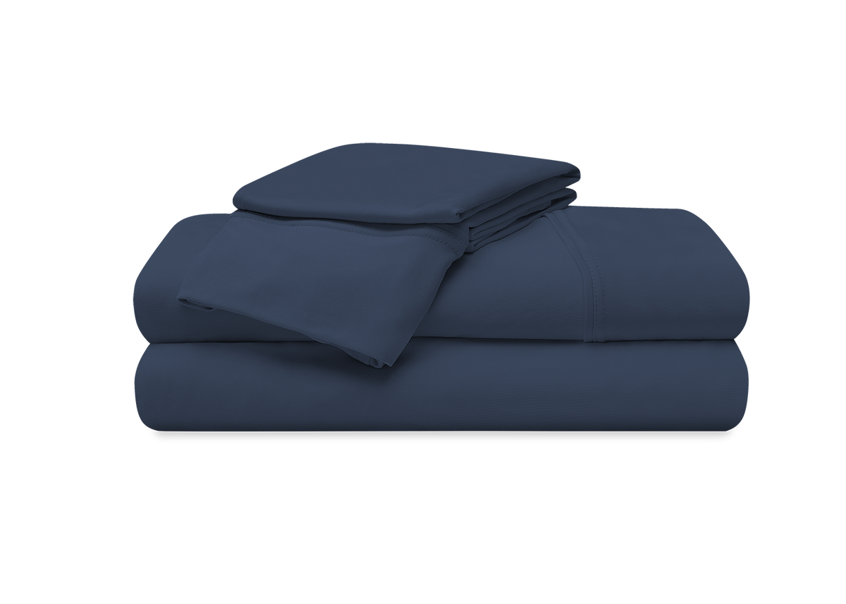 Vertex Split Cal King Sheet Set with Cooling Nylon Fabric - Navy