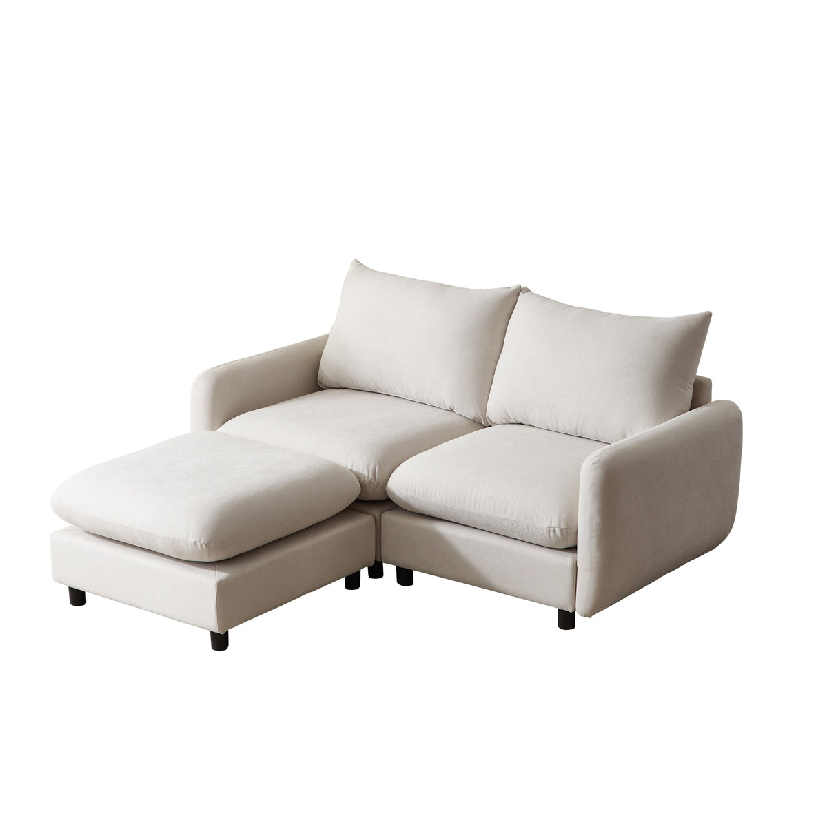 L-Shaped Modular Sectional Sofa with Ottoman - White or Nomad