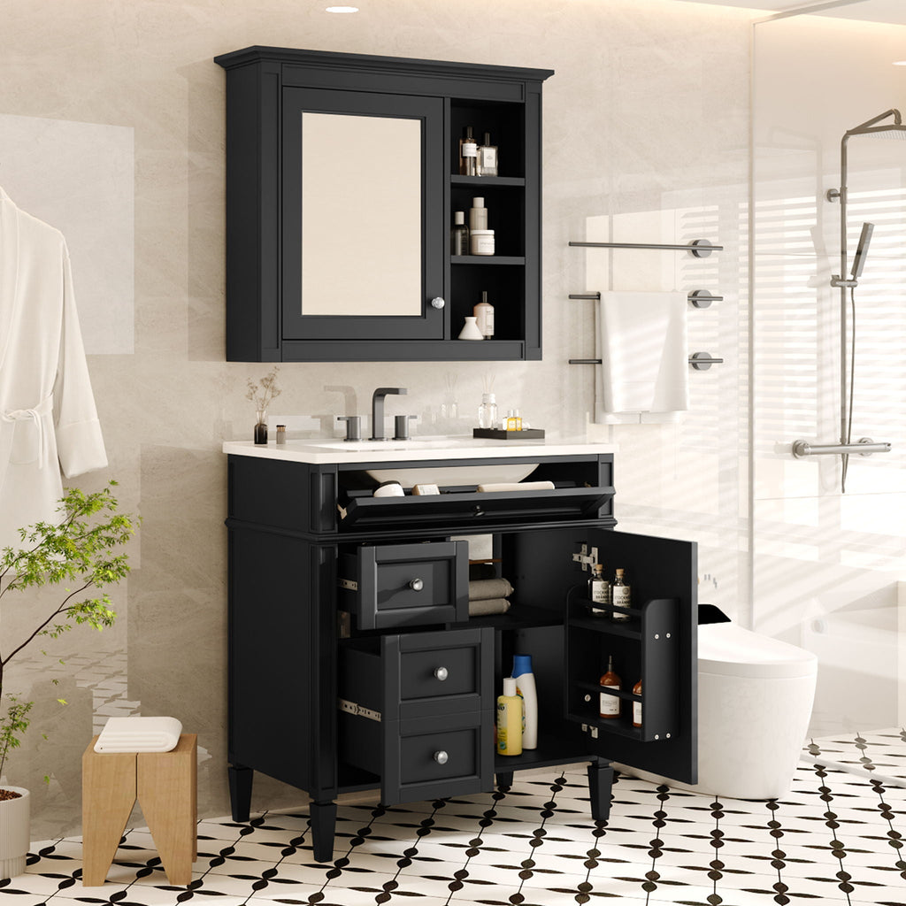 Bathroom Vanity with Medicine Cabinet and Storage - Multiple Colors