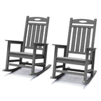 Grey Outdoor Rocking Chair Set of 2 with Oversized HDPE Frame - For Adults
