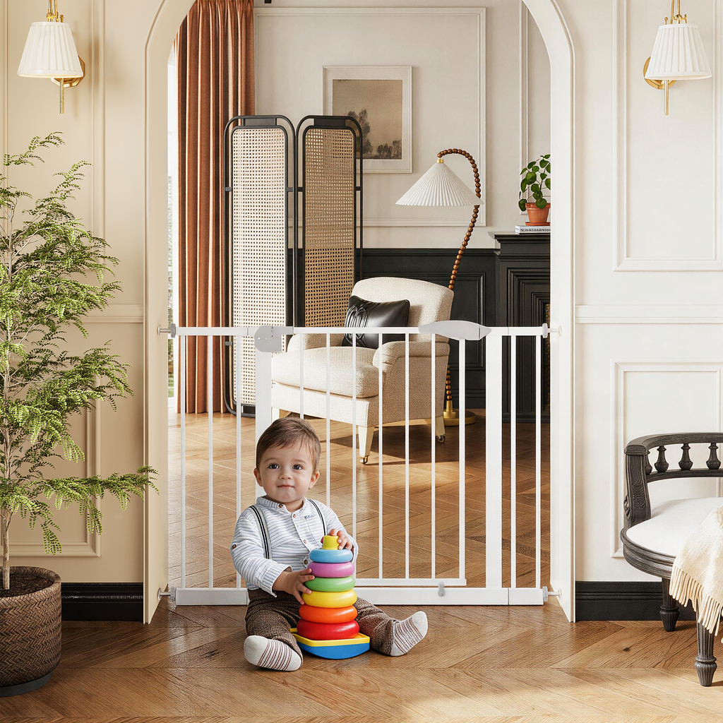 Adjustable 2 Pack Baby Gate with Double Safety Lock - White
