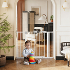 Adjustable 2 Pack Baby Gate with Double Safety Lock - White