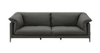 Top Grain Leather Stationary Sofa with Memory Foam Cushions - Black