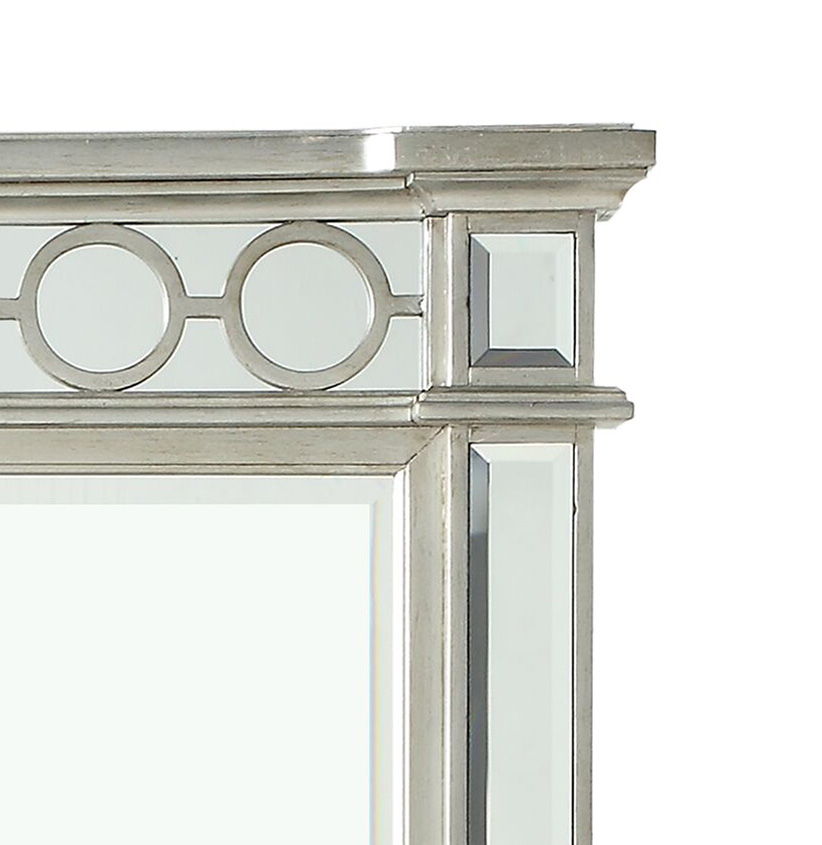 Mirrored Designed Mirror with Beveled Edge - Silver