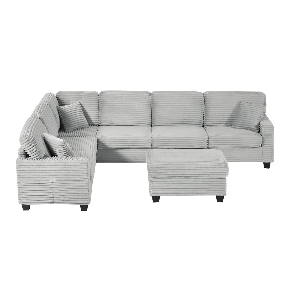 U-Shaped Upholstered Sectional Sofa with Movable Ottoman