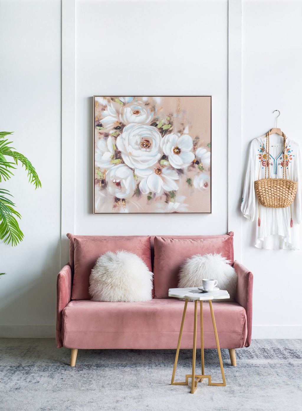 Square Framed Wall Art Flower Canvas Print