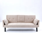 Foldable Sofa Bed with Cup Holder and Solid Wood Frame - Multiple Colors
