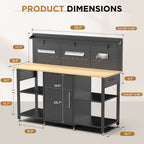 Workbench with Storage Cabinet and Pegboard with Power Outlet - Black