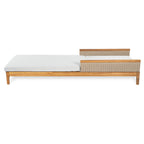 Solid Acacia Wood Sun Lounger Set with Grey Cushions - Outdoor
