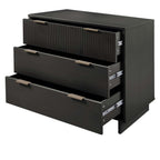 Solid Wood 3 Drawer Dresser with Ribbed Fronts - Multiple Colors