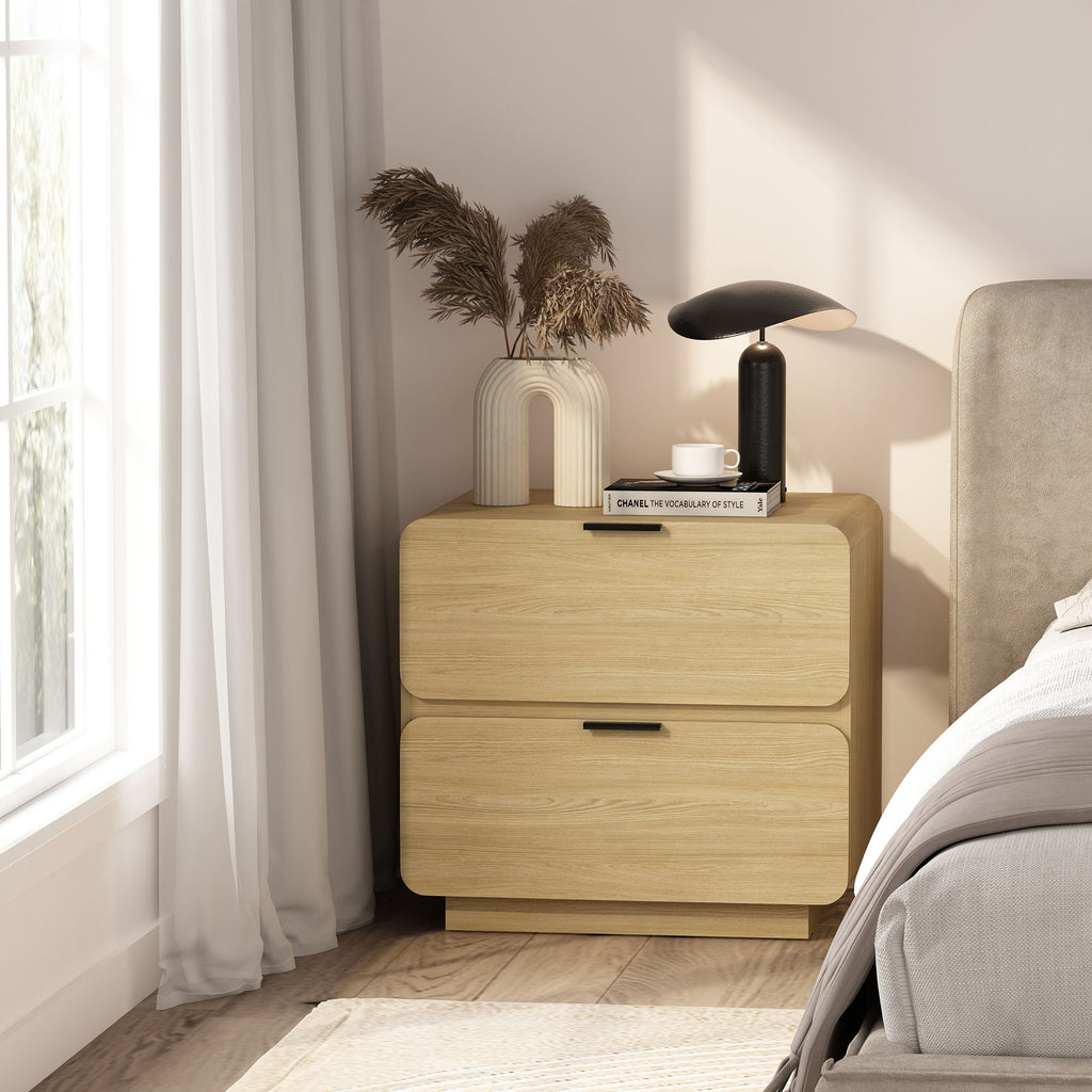 Modern Nightstand with Two Drawers - Chrystie - Black or Light Brown