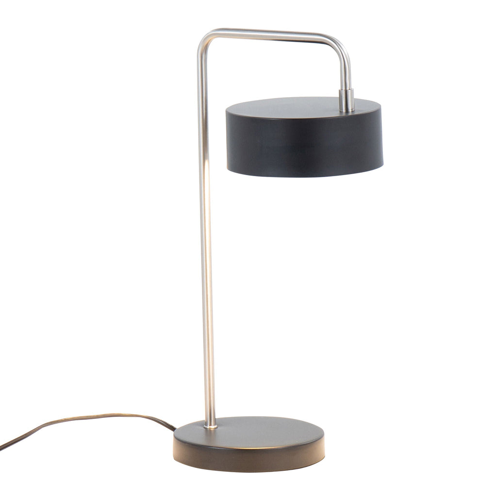 Contemporary Table Lamp with Adjustable Shade - Nickel / Black