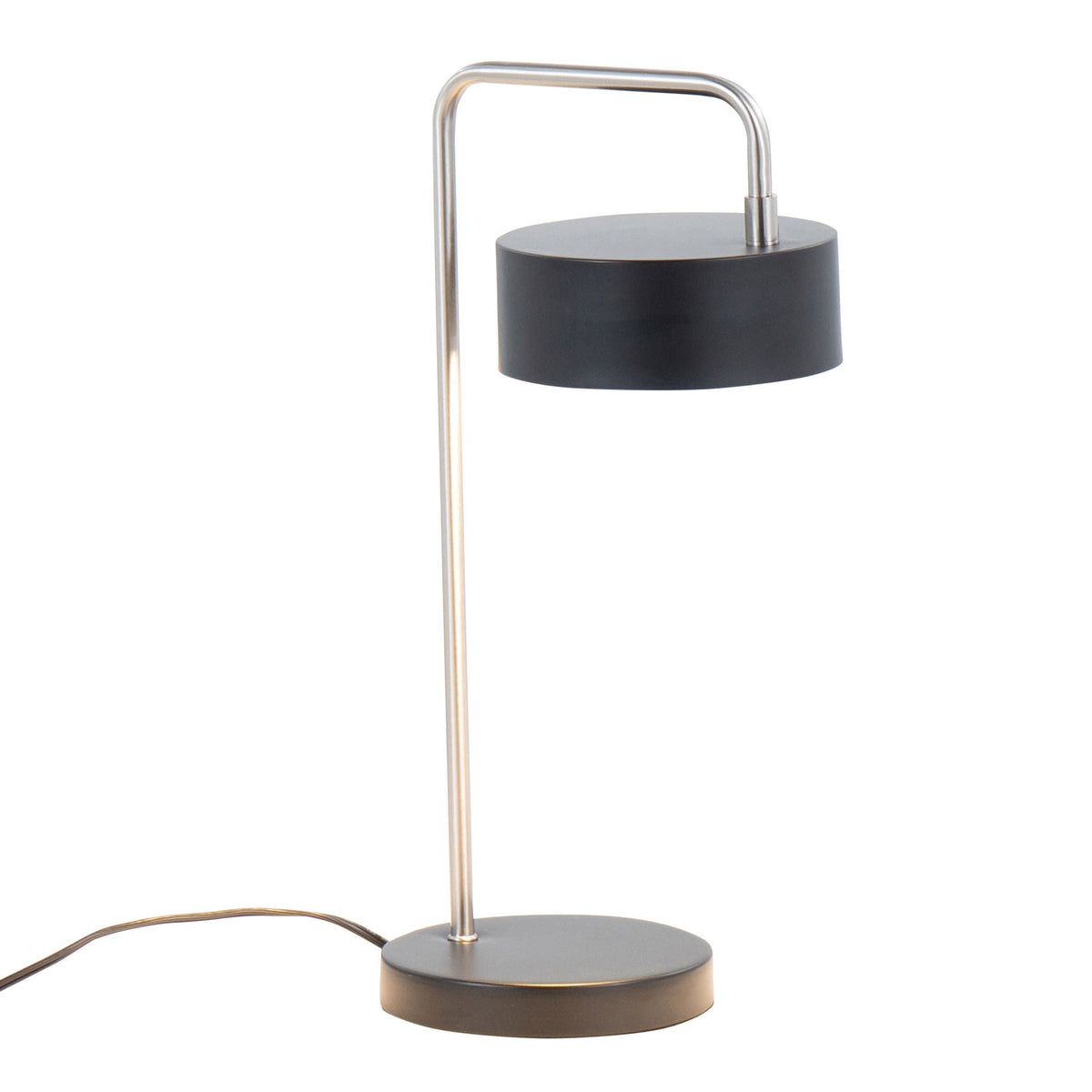 Contemporary Table Lamp with Adjustable Shade - Nickel / Black