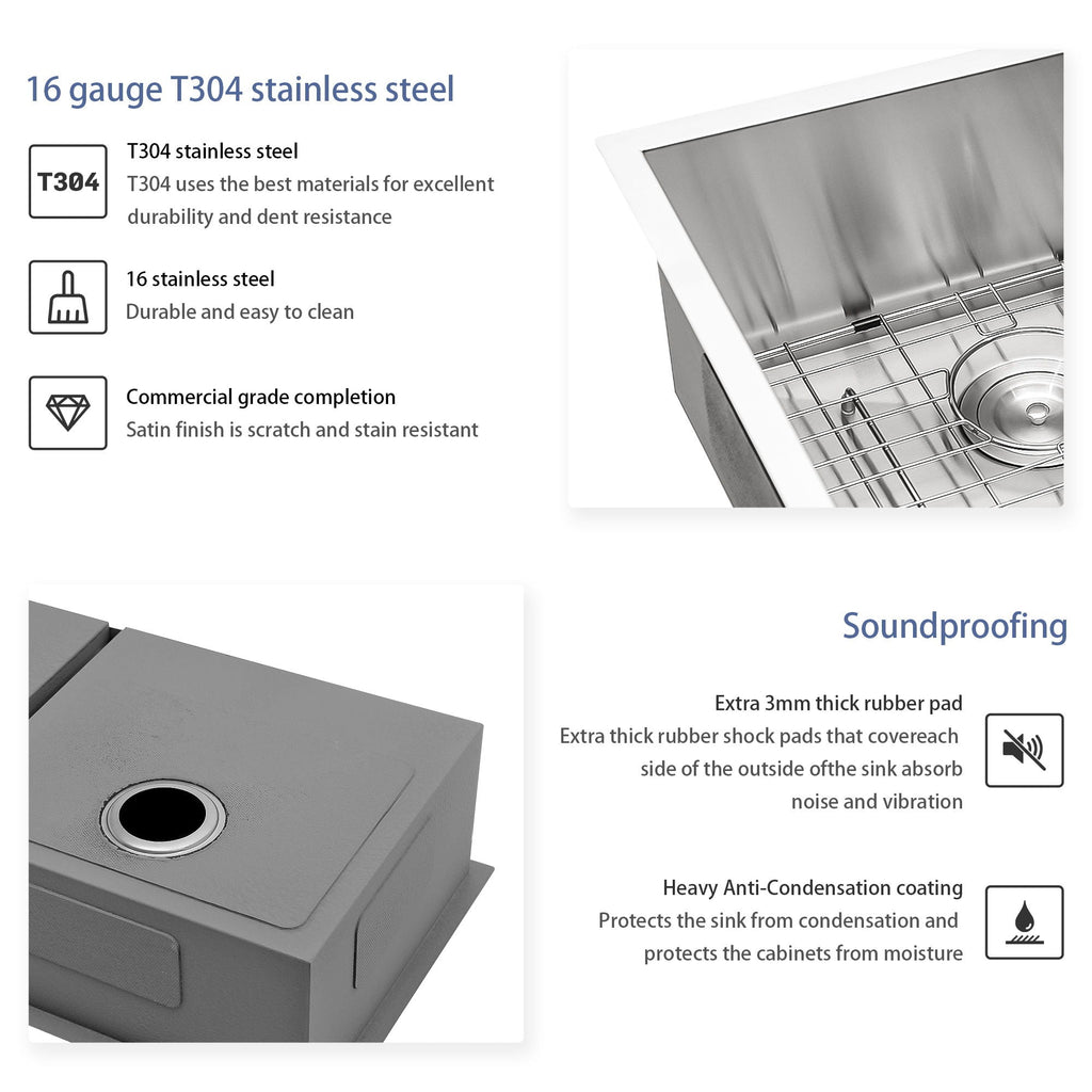 Modern Double Bowl Undermount Sink with 10" Deep Basins - Gray