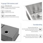 Modern Double Bowl Undermount Sink with 10" Deep Basins - Gray