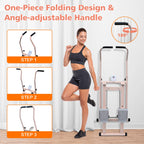 Stair Stepper Folding Vertical Cardio Exercise Climber with Adjustable Handrails - Pink & White