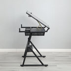Adjustable Tempered Glass Drafting Printing Table with Chair - Black or White
