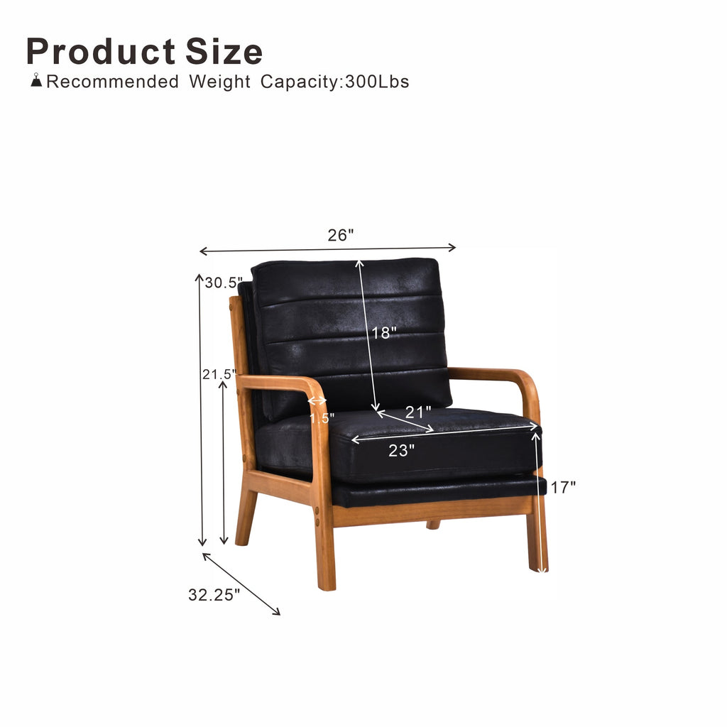 Foil Fabric Wood Armchair with Solid Wood Frame - Neutral