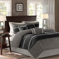 7 Piece Faux Suede Comforter Set - Black - King