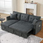 Sectional Sofa Bed with USB Port and Storage - Black or Dark Gray