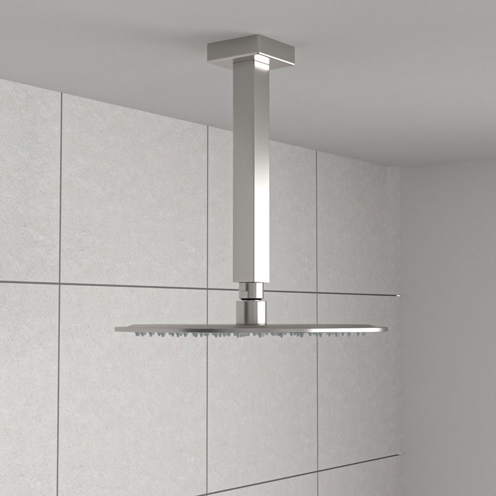 Premium 8" Ceiling Mounted Shower Arm with Flange - Black or Gray
