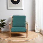 Modern Genuine Lounge Chair with Mid-Century Design - Light Blue