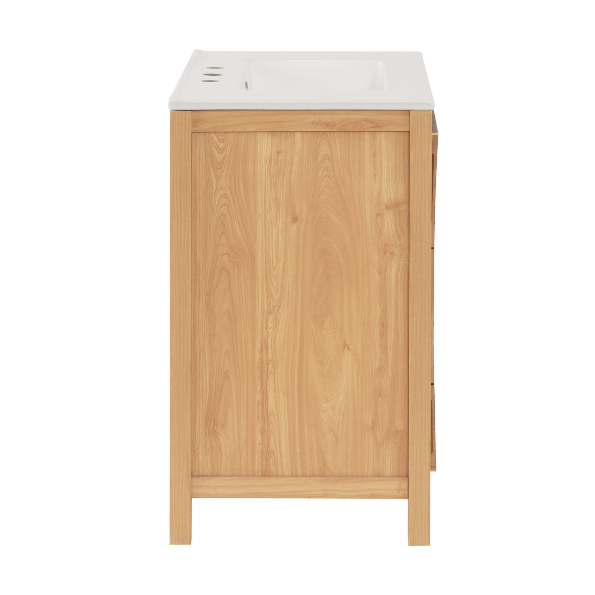 30 Inch Mid-Century Modern Bathroom Vanity with Ceramic Sink - Wood
