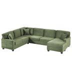 U-Shaped Upholstered Sectional Sofa with Movable Ottoman