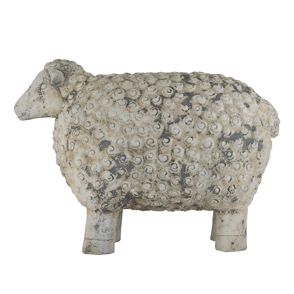 Magnesium Sheep Figurine with Weathered Finish - White & Gray