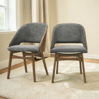Gray Walnut Side Chair Set with Padded Cushion - Set of 2