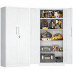 Steel Garage Storage Cabinet with Adjustable Shelves and Lock – Black or White