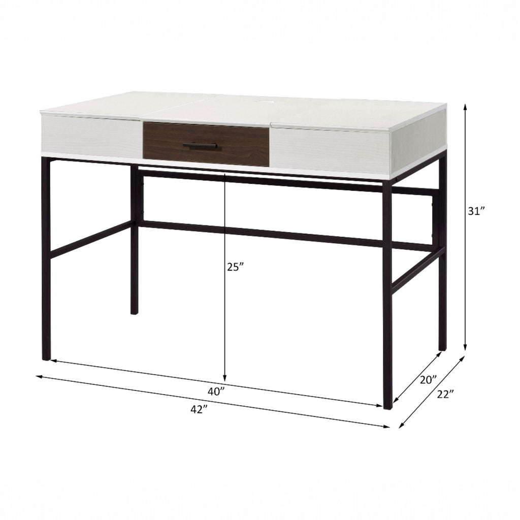 Black & Natural Writing Desk with USB Port - Verster