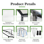 Windproof Greenhouse with Raised Base - Polycarbonate Panels - Black