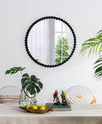 Circle Mirror With Metal Beaded Frame