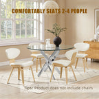 Modern Round Dining Table with Metal Frame - Pearl Silver, Gold, or White