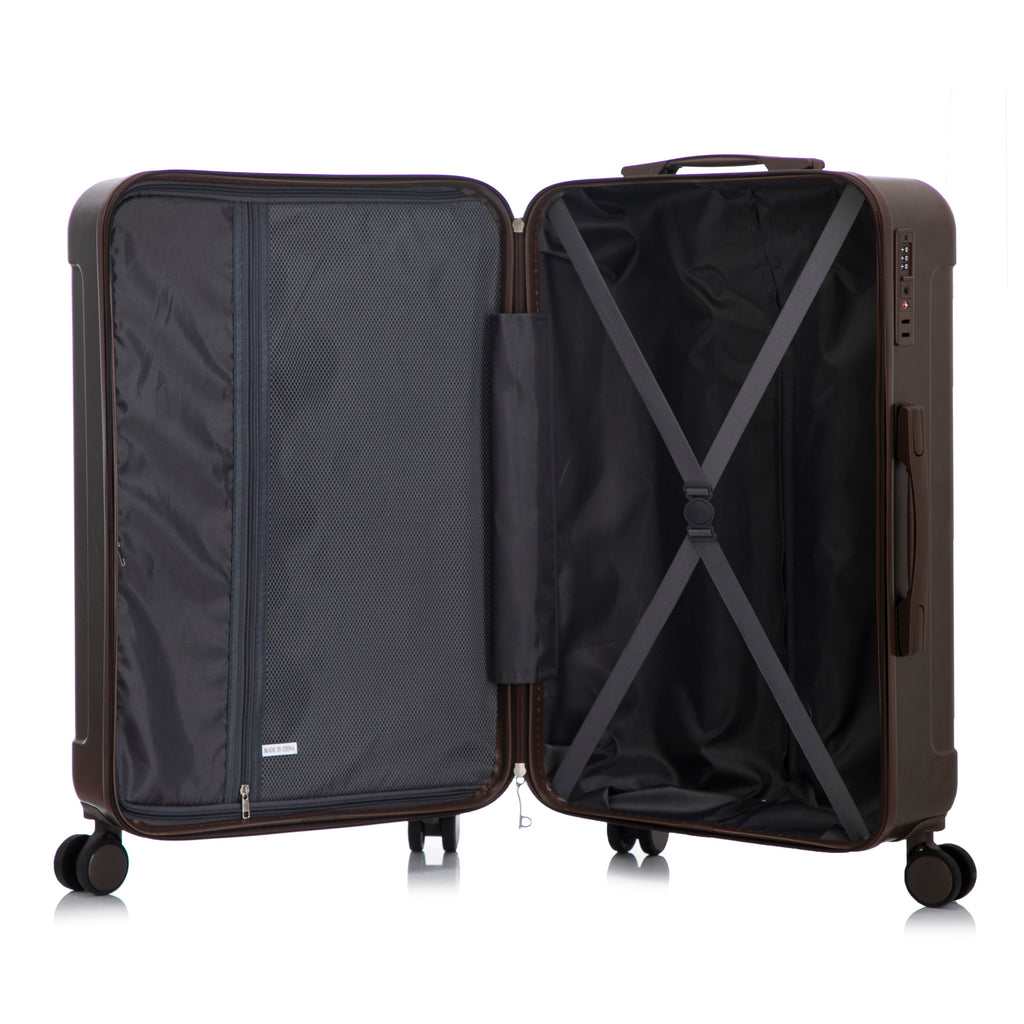 3 Piece ABS Spinner Wheel Luggage Set with Spinner Wheels - Brown