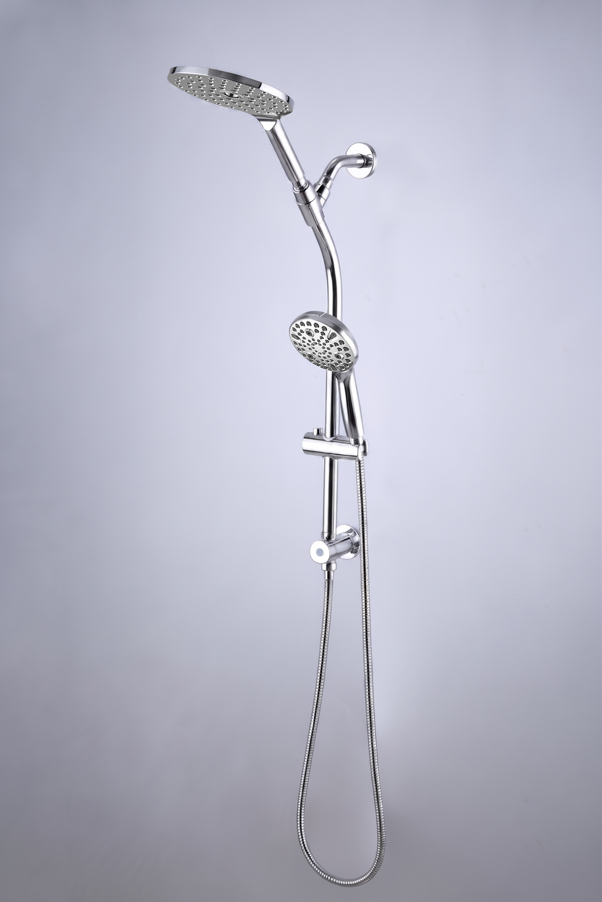 High Pressure Dual Shower Head Set with Adjustable Slide Bar - Silver