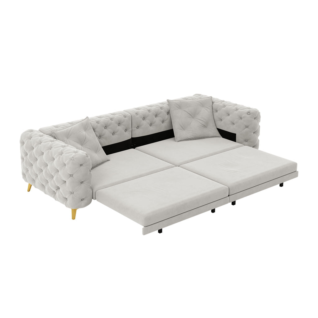 3-In-1 Convertible Sleeper Sofa Set with Deep Seat & Movable Ottoman - White, Beige, Gray