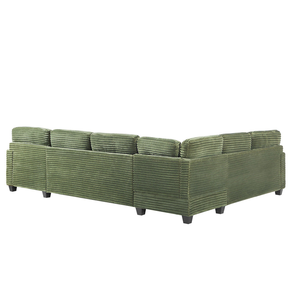 U-Shaped Upholstered Sectional Sofa with Movable Ottoman